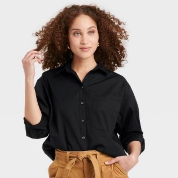Universal Thread | Tops | Target Womens Long Sleeve Oversized Buttondown  Boyfriend Shirt Plus Size Blk | Poshmark